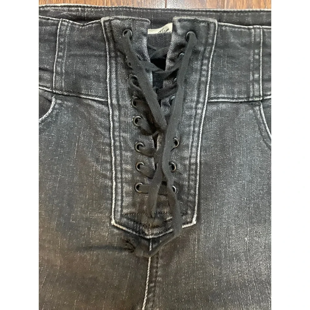 Free People We The Free Curvy Black Lace Up‎ Skinny Jeans 29